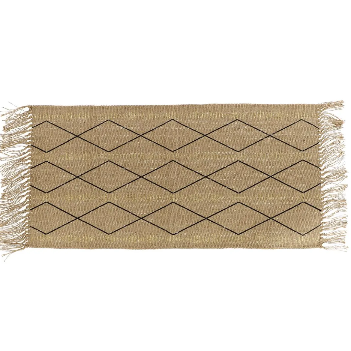 TAPIS CONGO JUTE IMPRIME OR 45X90CM NATUREL NOIR