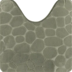 TAPIS CONTOUR WC MEMOIRE DE FORME GALET 45X50CM KAKI