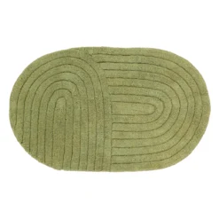 TAPIS COTON TUFTE OVAL 50X80CM VERT OLIVE