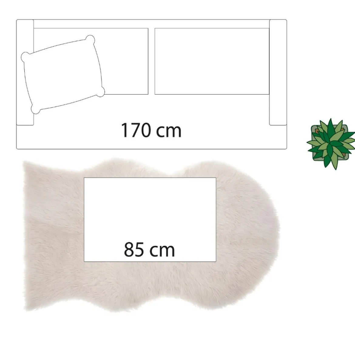 TAPIS FOURRE OSLO IVOIRE D.90X150CM