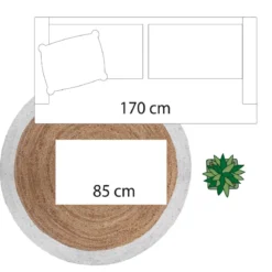 TAPIS JUTE BORD BLANC D.120CM
