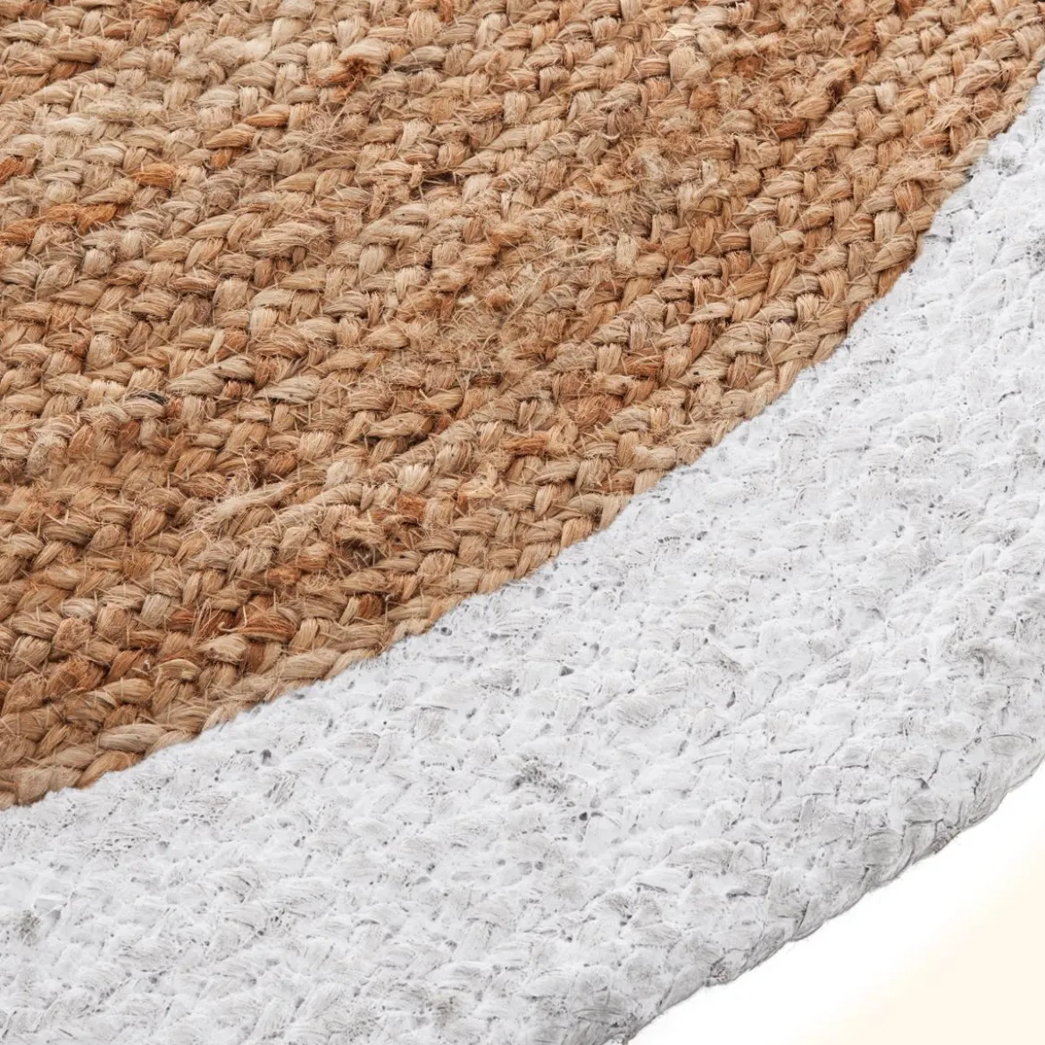 TAPIS JUTE BORD BLANC D.120CM