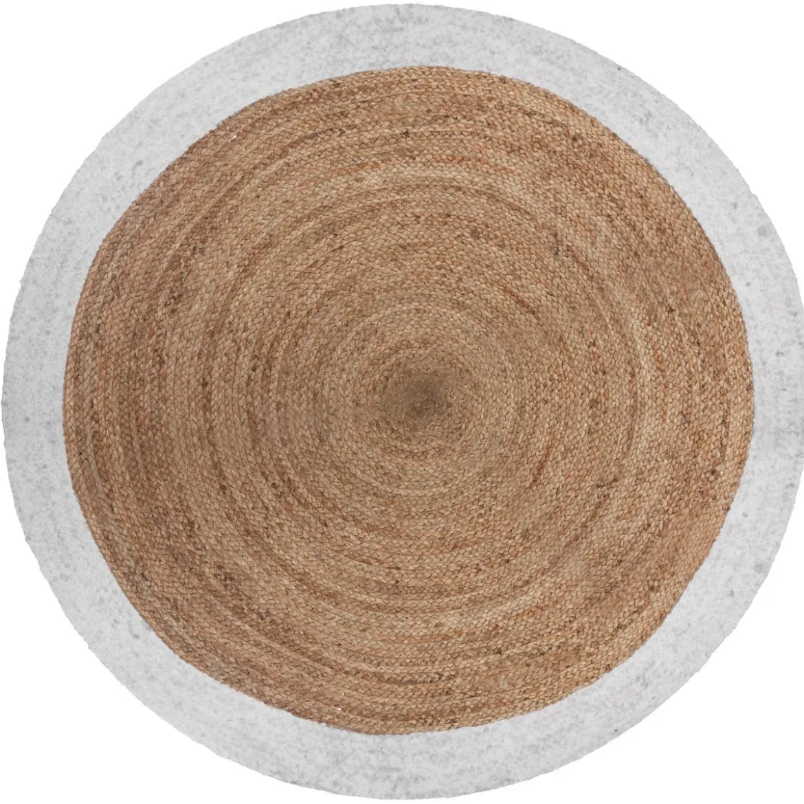 TAPIS JUTE BORD BLANC D.120CM