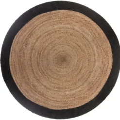 TAPIS JUTE BORD NOIR D.120CM