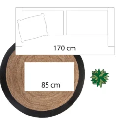 TAPIS JUTE BORD NOIR D.120CM