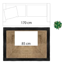 TAPIS JUTE BORD NOIR D.120X170CM