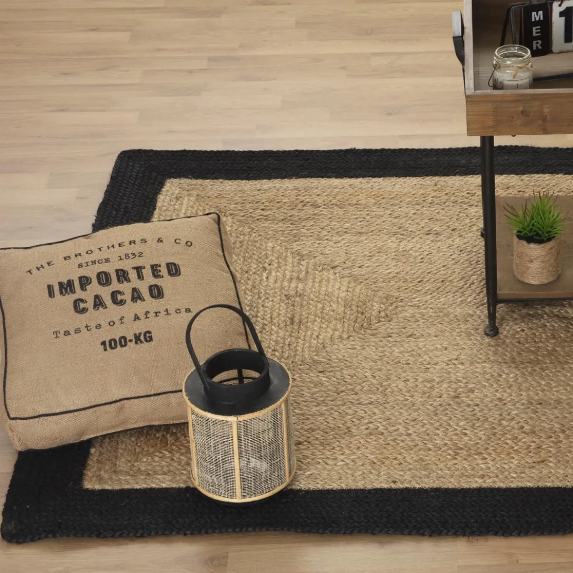 TAPIS JUTE BORD NOIR D.120X170CM