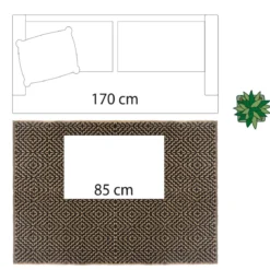 TAPIS JUTE COTON NOIR D.120X170CM
