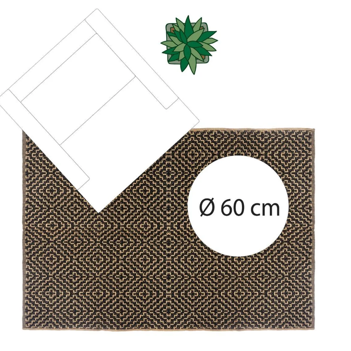TAPIS JUTE COTON NOIR D.120X170CM