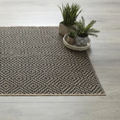 TAPIS JUTE COTON NOIR D.120X170CM