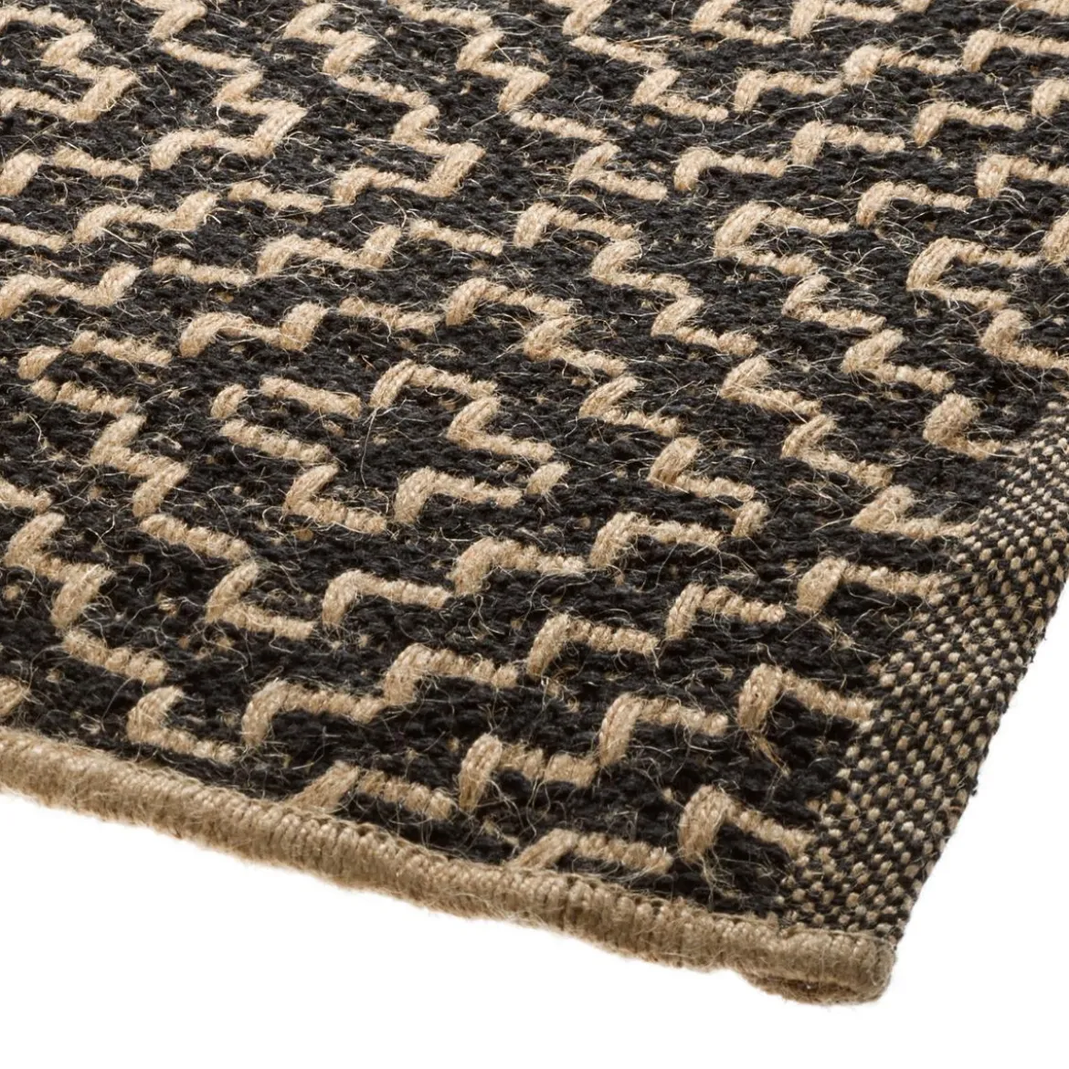 TAPIS JUTE COTON NOIR D.120X170CM