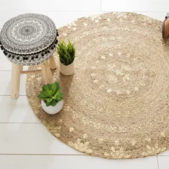TAPIS JUTE GOLD SHINE D.115CM