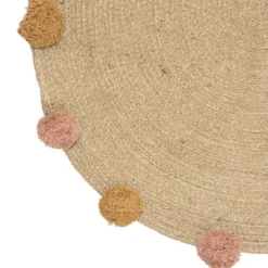 TAPIS JUTE LUREX ET POMPONS