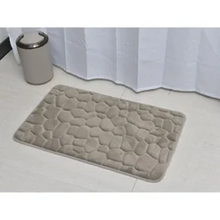 TAPIS MEMOIRE DE FORME MICROFIBRE GALET 50X80 CM TAUPE