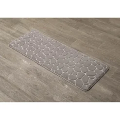 TAPIS MEMOIRE DE FORME MICROFIBRE GALET 45X120CM TAUPE
