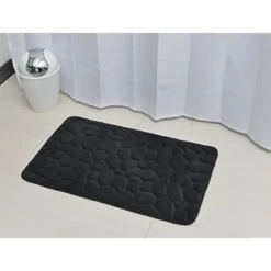 TAPIS MEMOIRE DE FORME MICROFIBRE GALET 50X80 CM NOIR
