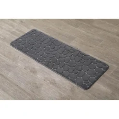 TAPIS MEMOIRE DE FORME MICROFIBRE GALET 45X120CM GRIS FONCE