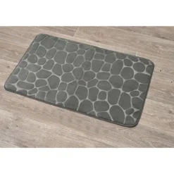 TAPIS MEMOIRE DE FORME MICROFIBRE GALET 50X80CM VERT KAKI