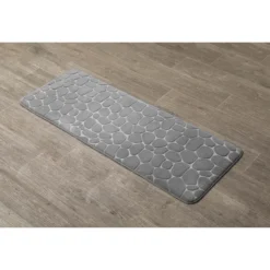 TAPIS MEMOIRE DE FORME MICROFIBRE GALET 45X120CM GRIS CLAIR
