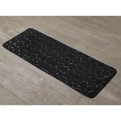 TAPIS MEMOIRE DE FORME MICROFIBRE GALET 45X120CM NOIR