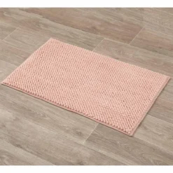 TAPIS MICROFIBRE BOULES ROSE POUDRE 50X80CM