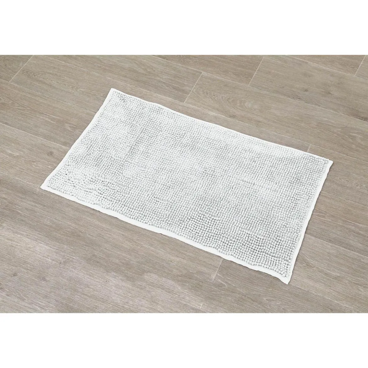 TAPIS MICROFIBRE BOULES UNI 45X75CM BLANC
