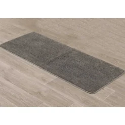 TAPIS MICROFIBRE DOUBLE VASQUE 50X120CM DESSOUS LATEX TAUPE