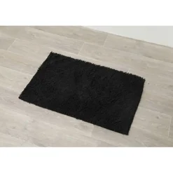 TAPIS MICROFIBRE PETITE CHENILLE 50X80CM NOIR