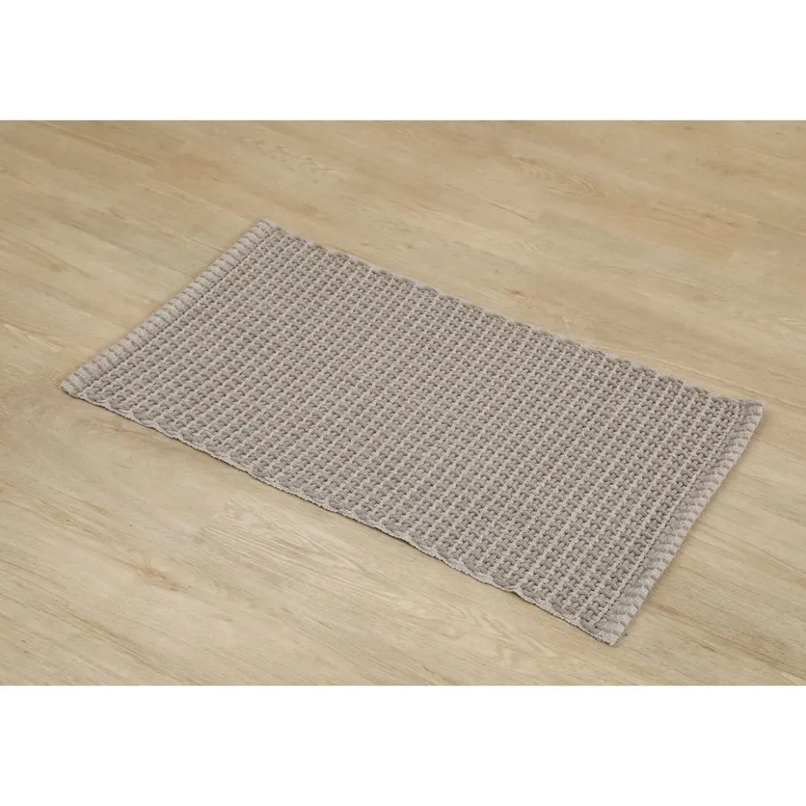 TAPIS MIMETISME POLYESTER COTON TRESSE 50X90CM TAUPE
