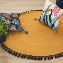 TAPIS POP OCRE EN COTON D.120CM