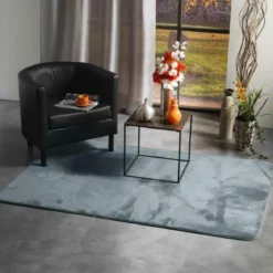 TAPIS RECTANGLE 120X170CM FLANELLE UNIE FLANOU GRIS