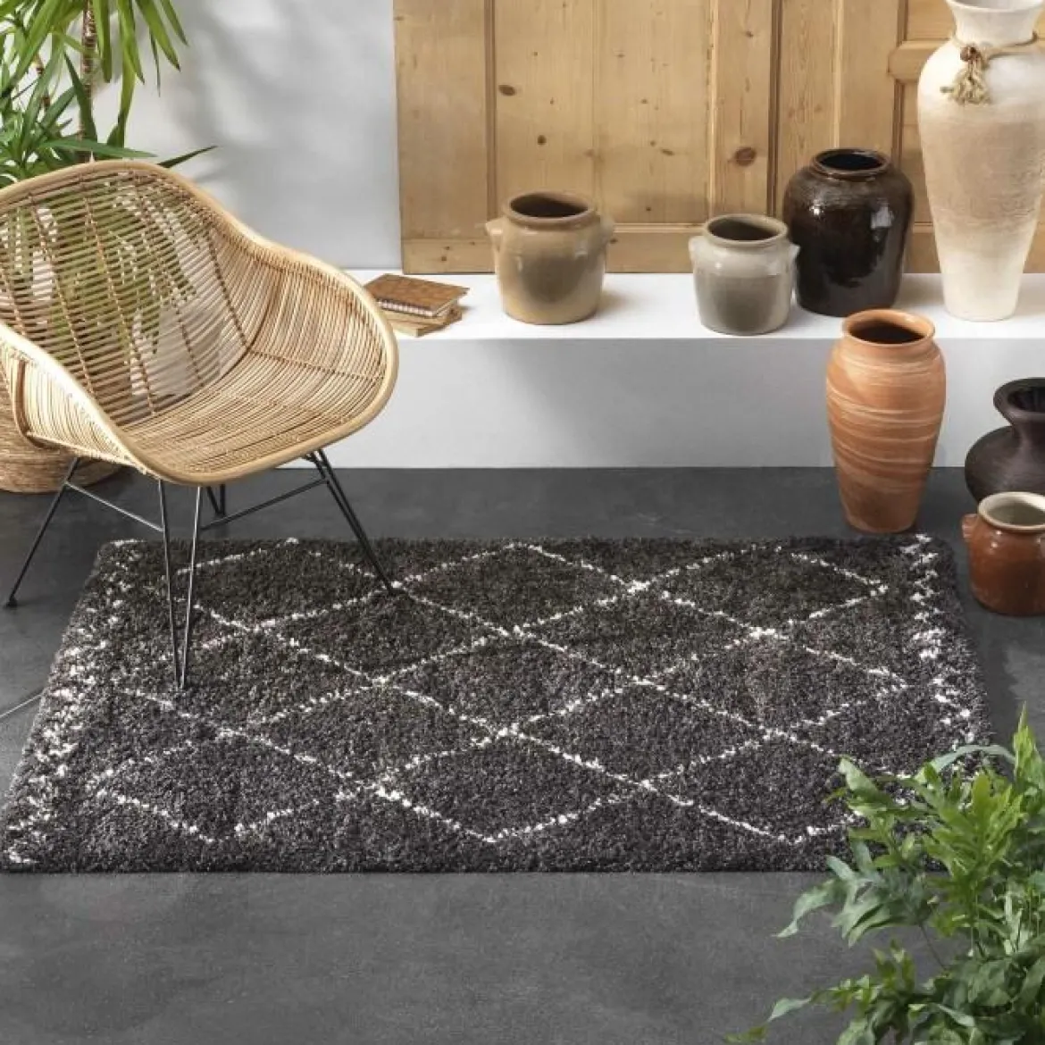TAPIS RECTANGLE 160X230CM SAOURA NOIR