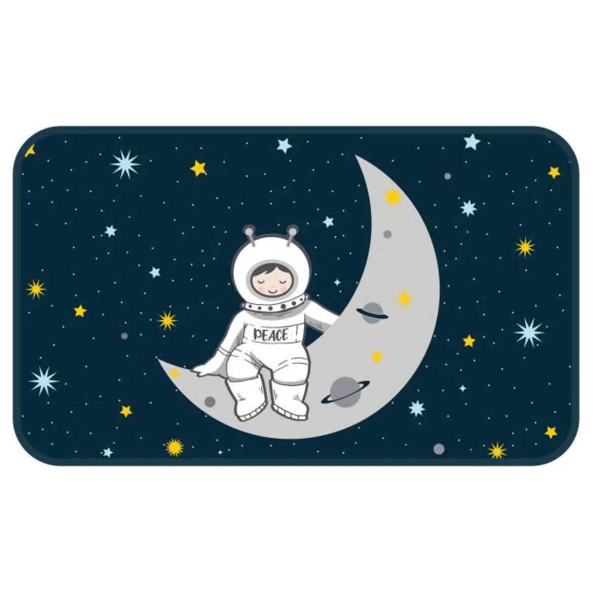 TAPIS RECTANGLE 45X75CM VELOURS IMPRIME PETIT ASTRONAUTE