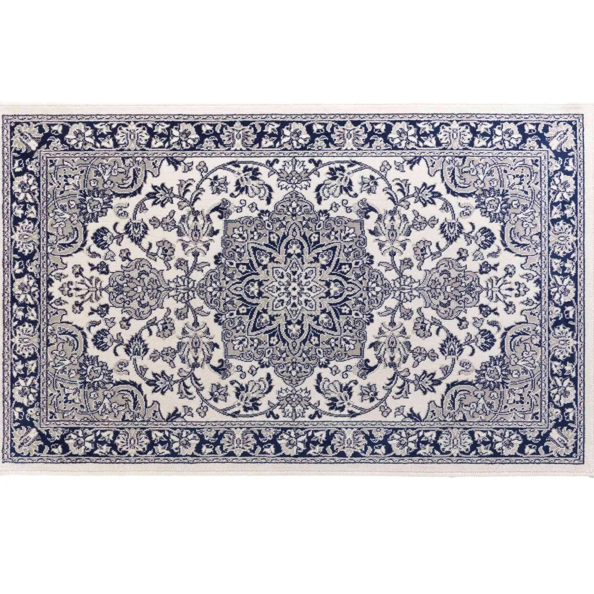 TAPIS RECTANGLE 68X110CM VISCOSE TISSEE CHERINE BLEU