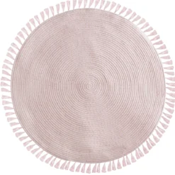 TAPIS ROSE LUREX FRANGES D.90CM