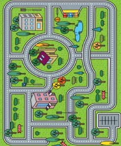 TAPIS 100X120CM CIRCUIT MULTICOLORE