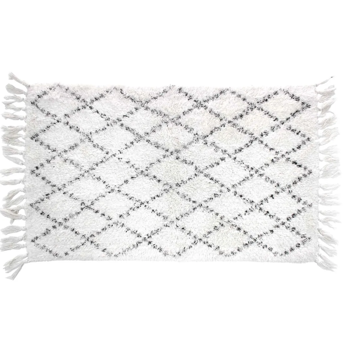TAPIS 50X80CM COTON IMPRIME LATIKA BLANC