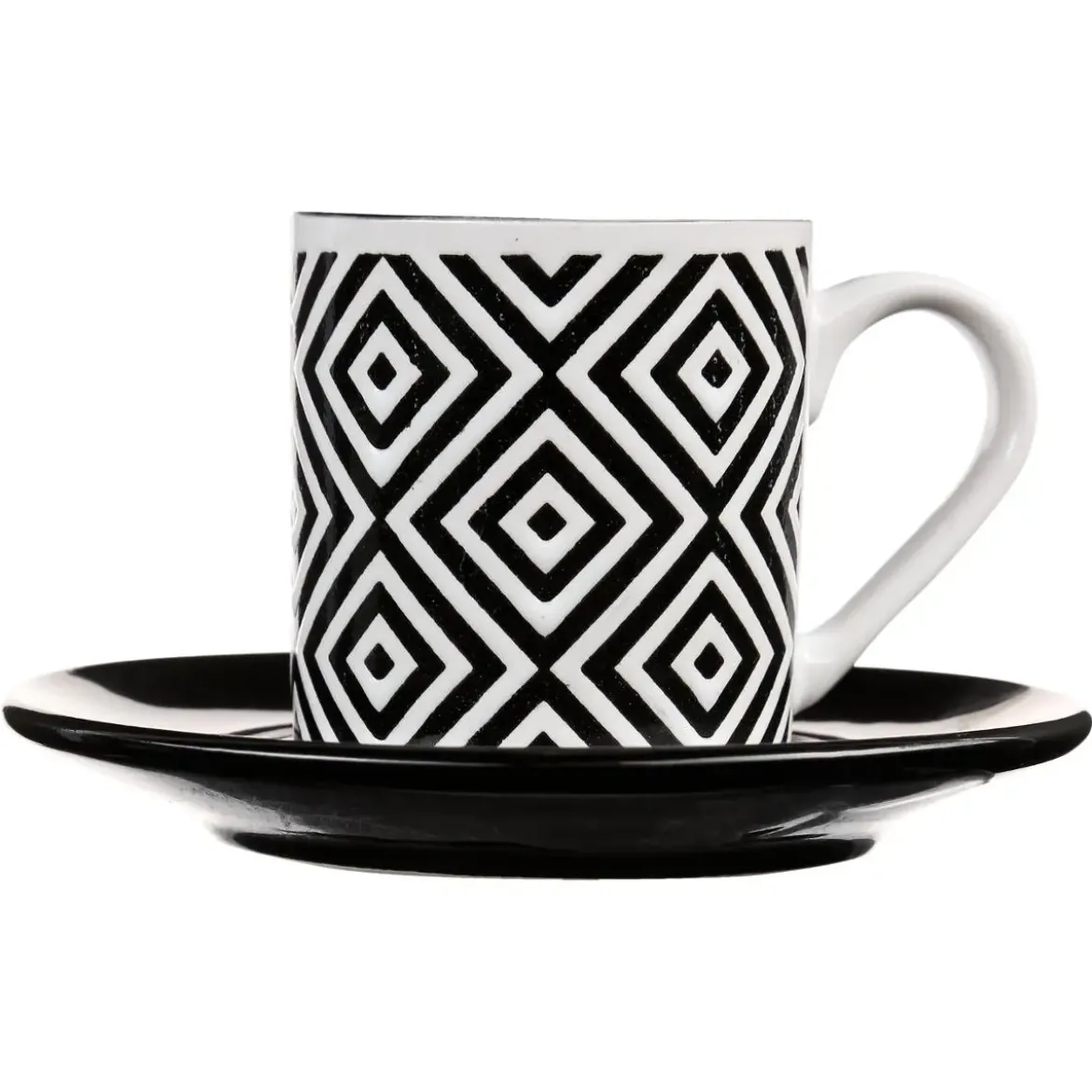 TASSE A CAFE AVEC SOUCOUPE GEOMETRIQUE