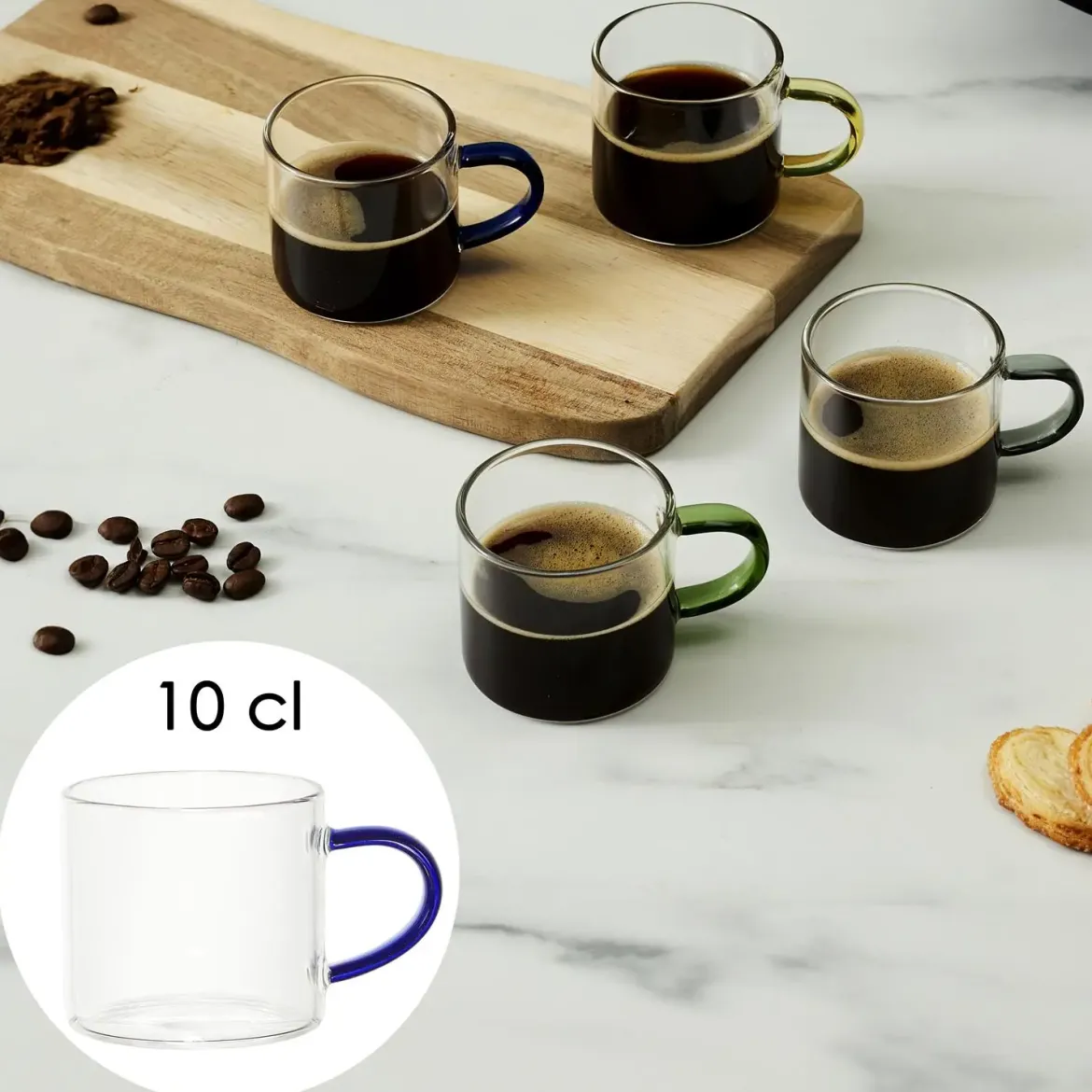 TASSE EXPRESSO VERRE ANSE COLOREE 10CL
