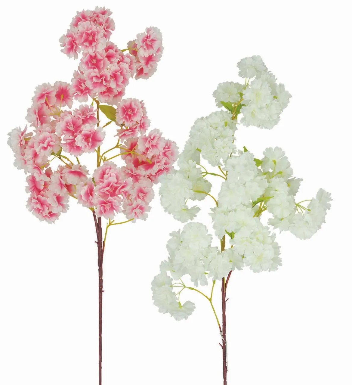 TIGE CERISIER 80 FLEURS H.96CM BLANC ET ROSE