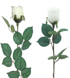 TIGE DE BOUTON DE ROSE GOUTTE D EAU H77CM BLANC
