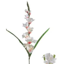 TIGE GLAIEUL 7 FLEURS ET 3 BOUTONS H80CM BLANC