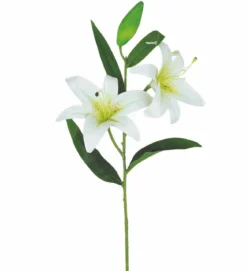 TIGE LYS 2 FLEURS ET UN BOURGEON H.77CM BLANC