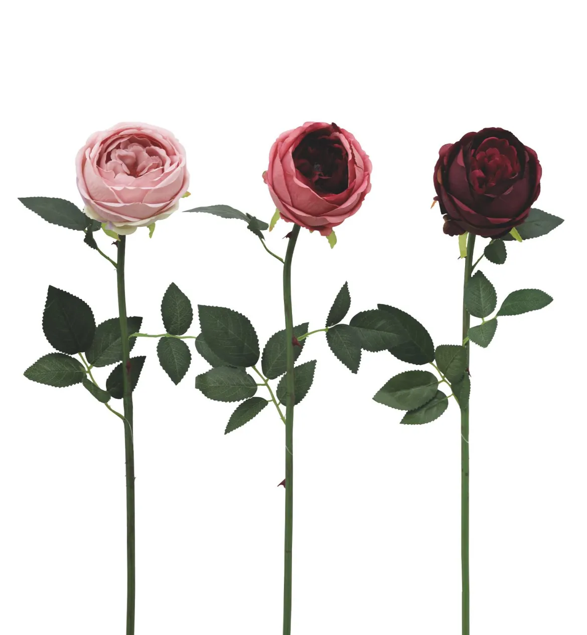 TIGE ROSE BOULE H.72CM BORDEAUX MAUVE ROSE