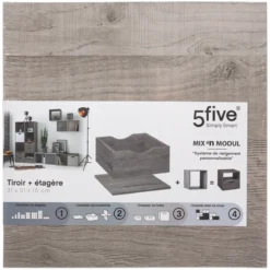 TIROIR ET ETAGERE MIX GRIS