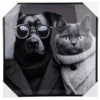 TOILE MURALE CHAT ET CHIEN 52X52CM