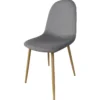 TONIA CHAISE VELOURS TAUPE PIEDS BOIS