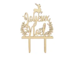 TOPPER BUCHE EN BOIS JOYEUX NOEL