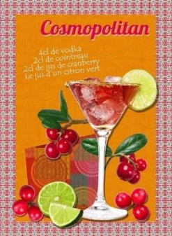 TORCHON IMPRIME COCKTAIL 1 MULTICO 50X70CM