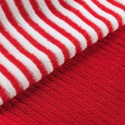 3 TORCHONS 40X40 CM MICROFIBRE CUISTOT ROUGE 2 UNIS 1 RAYE